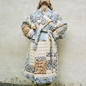 Sea patchwork quilted coat